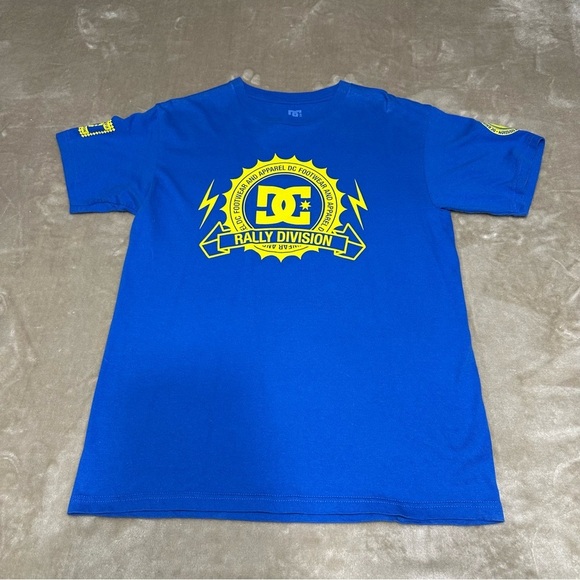 DC Shoes Rally Skateboard Graphic Cotton T-shirt Blue Yellow Size Medium - Picture 1 of 8